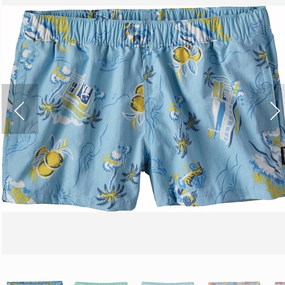 Patagonia Womens 2.5” Barely Baggies Shorts C Street Garden Blue Print - Picture 7 of 8